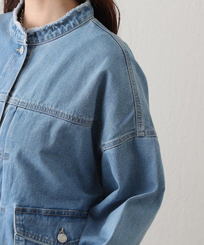 12.5盎司無領牛仔夾克