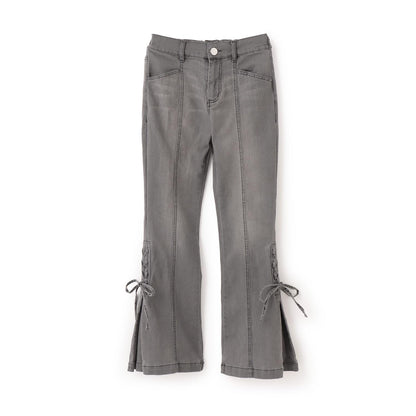 繫帶喇叭牛仔褲