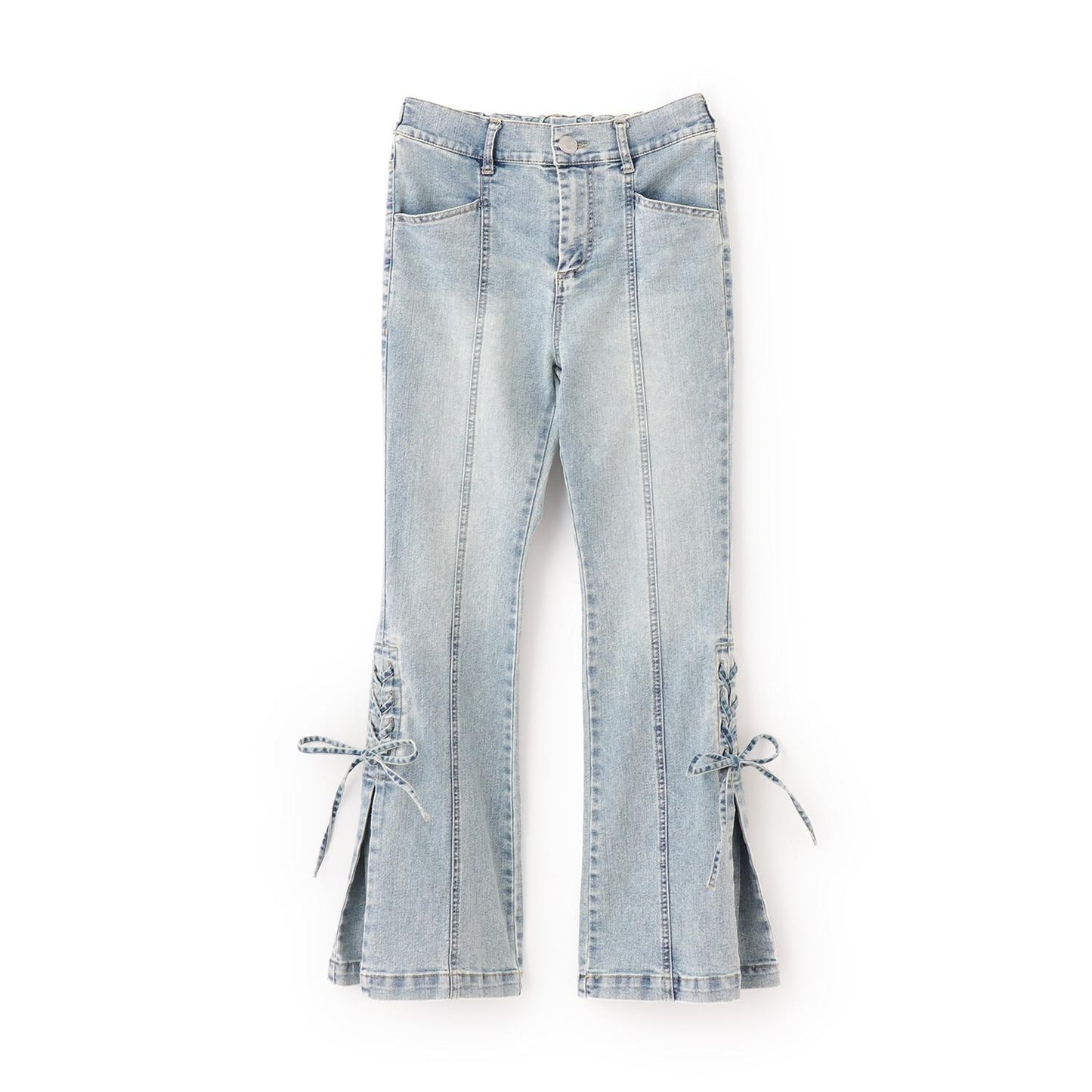 繫帶喇叭牛仔褲