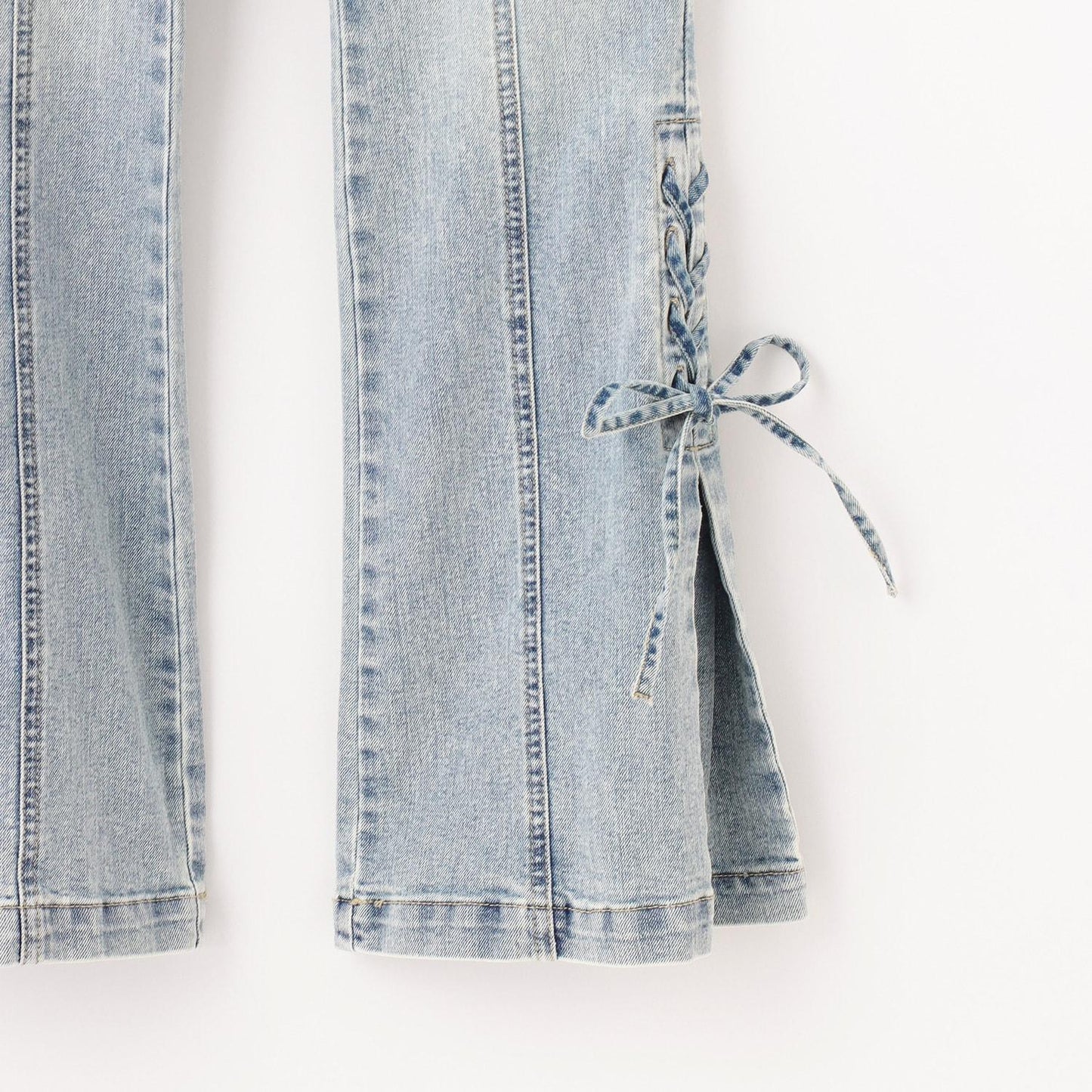 繫帶喇叭牛仔褲