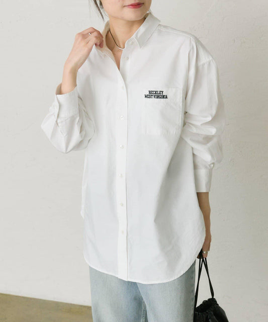 棉天絲標誌刺繡襯衫