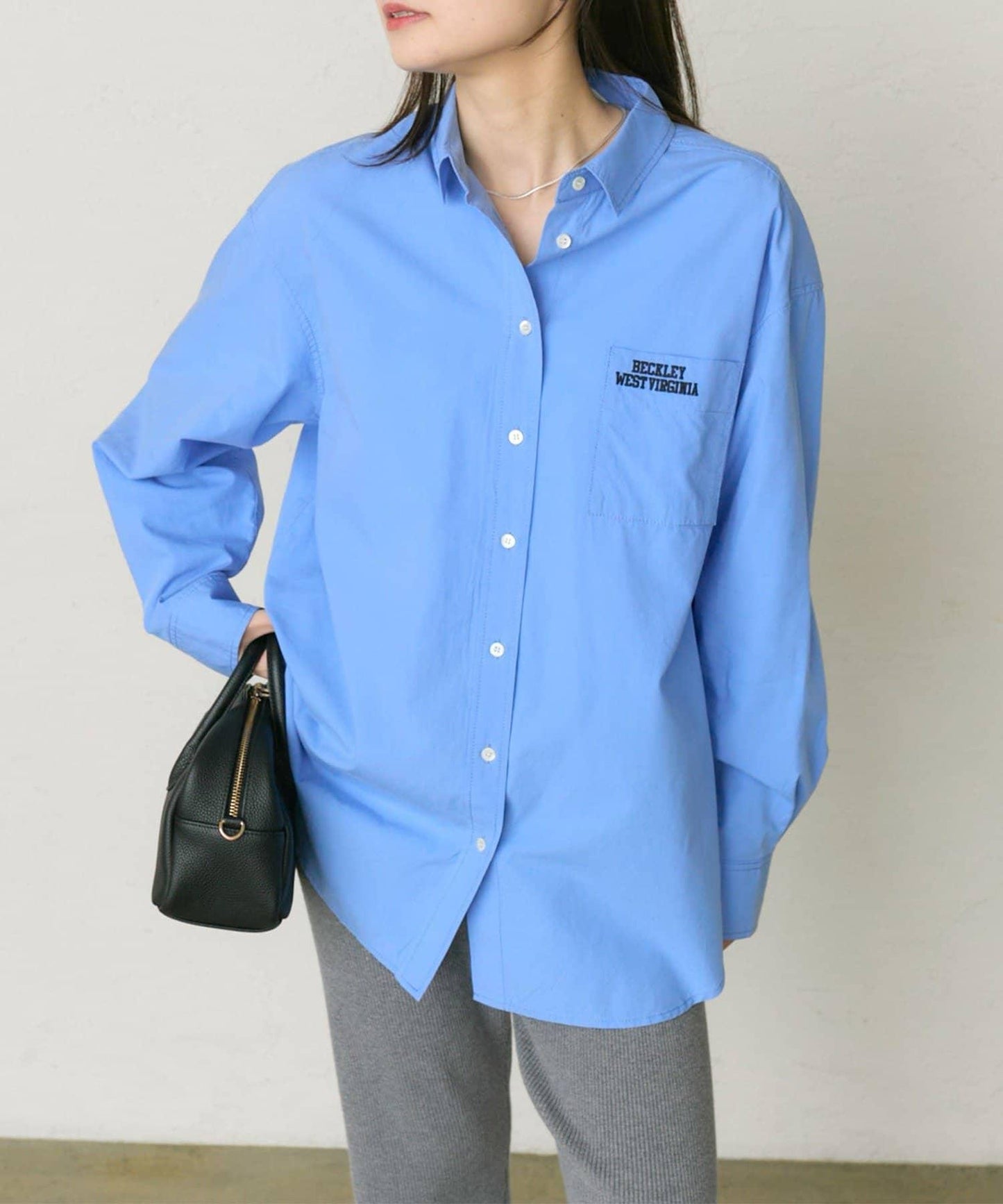 棉天絲標誌刺繡襯衫