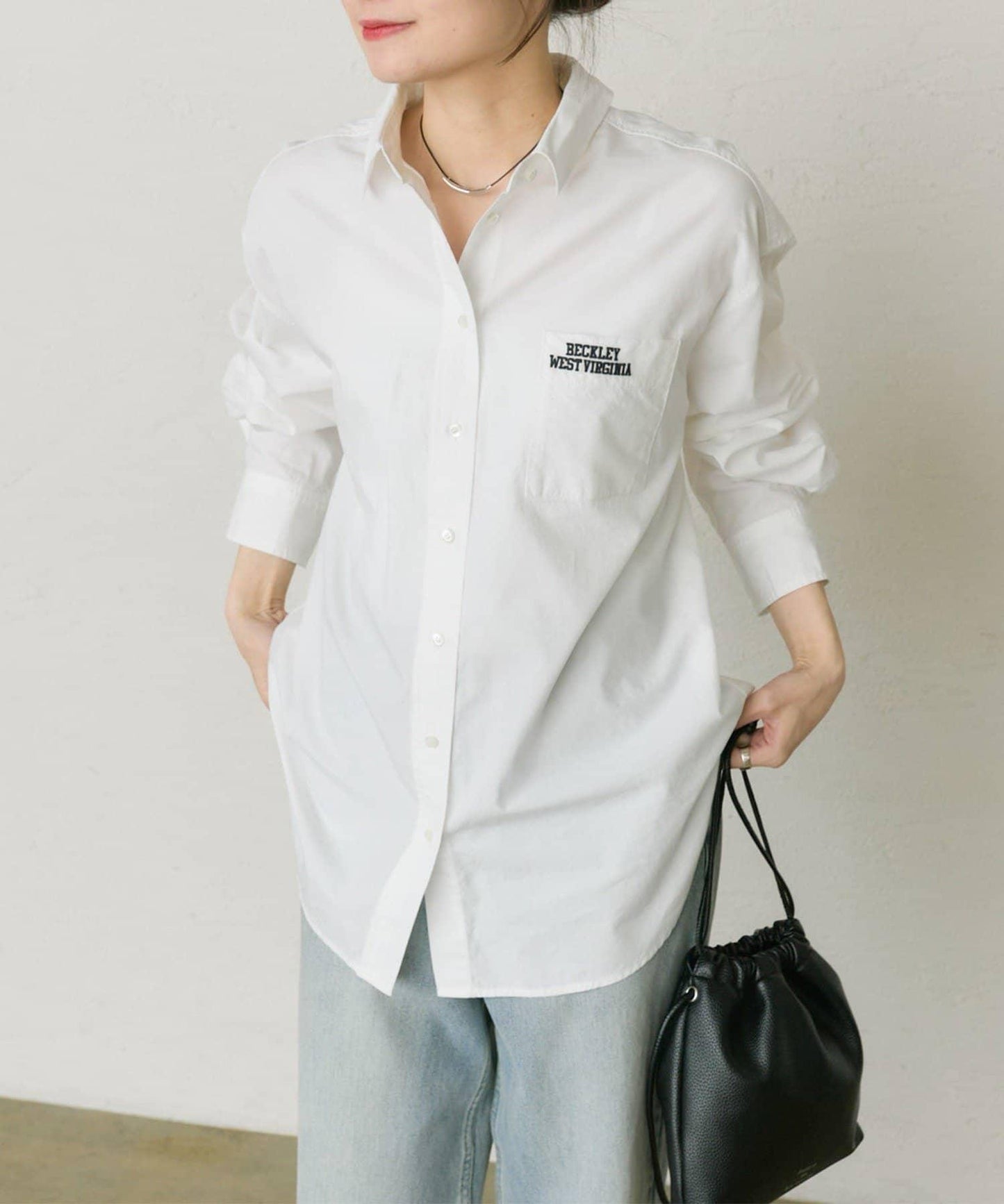 棉天絲標誌刺繡襯衫