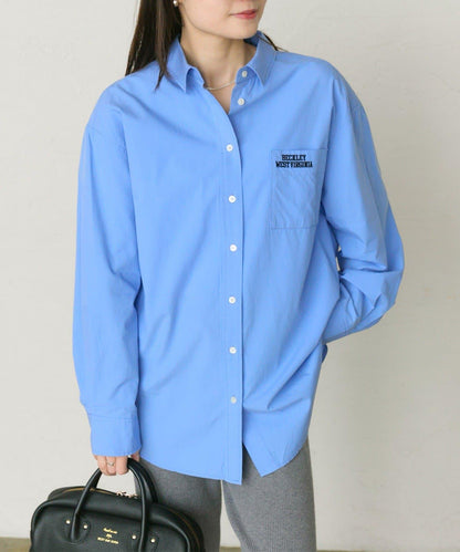 棉天絲標誌刺繡襯衫