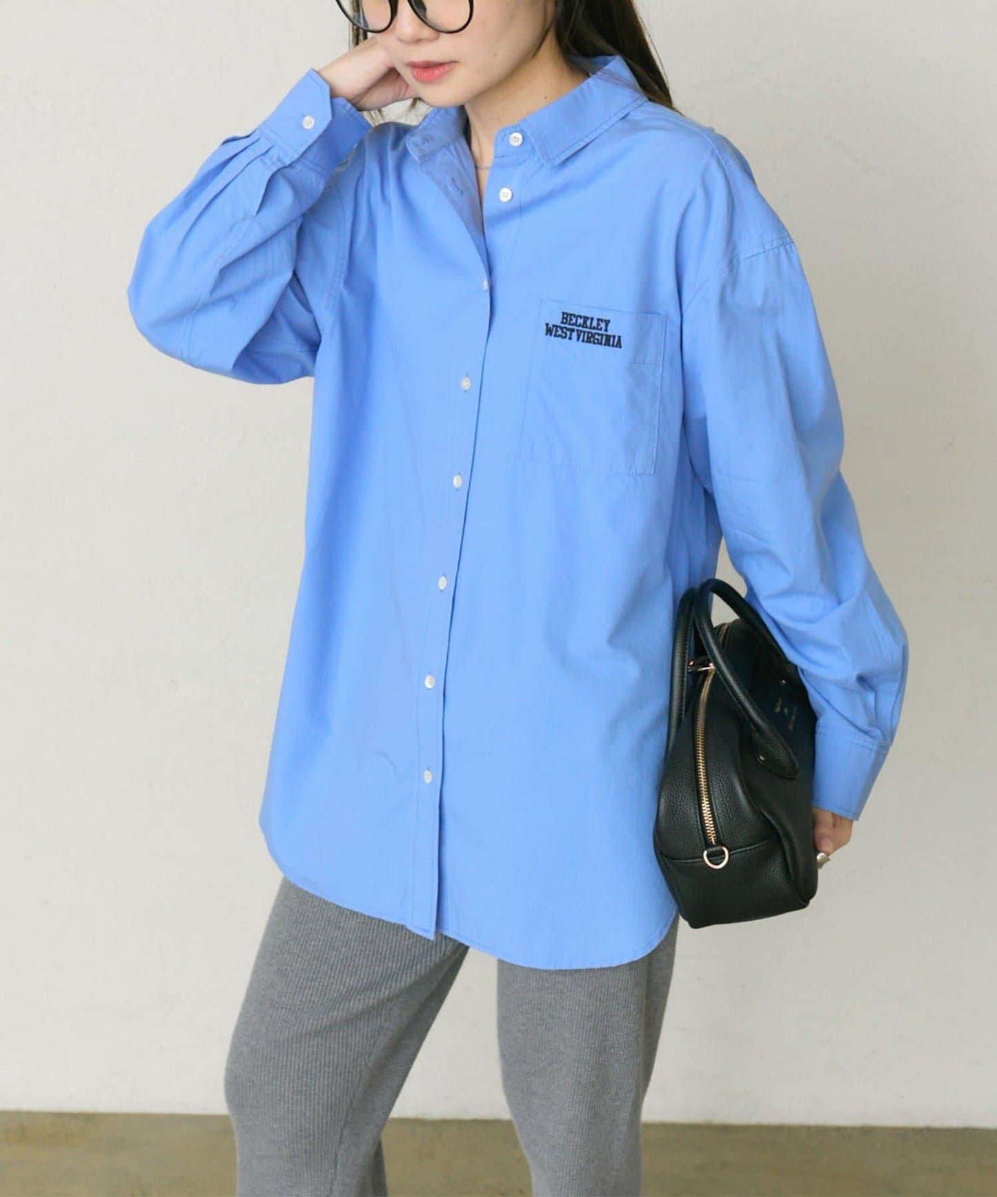 棉天絲標誌刺繡襯衫