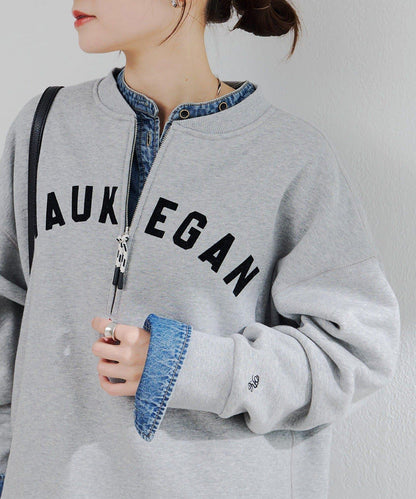 植絨印花半拉鍊加絨衛衣