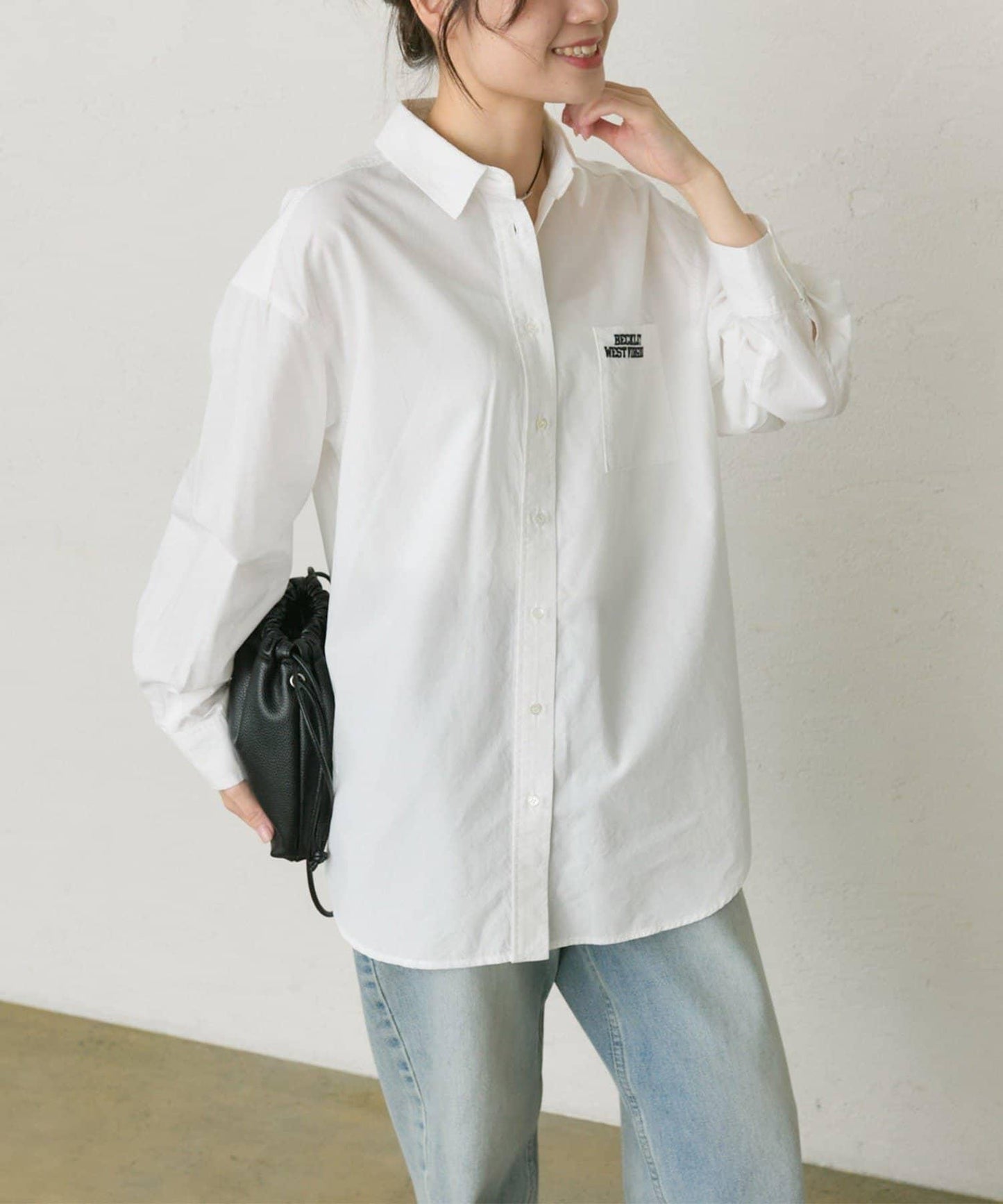 棉天絲標誌刺繡襯衫