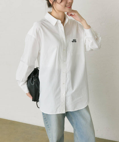 棉天絲標誌刺繡襯衫