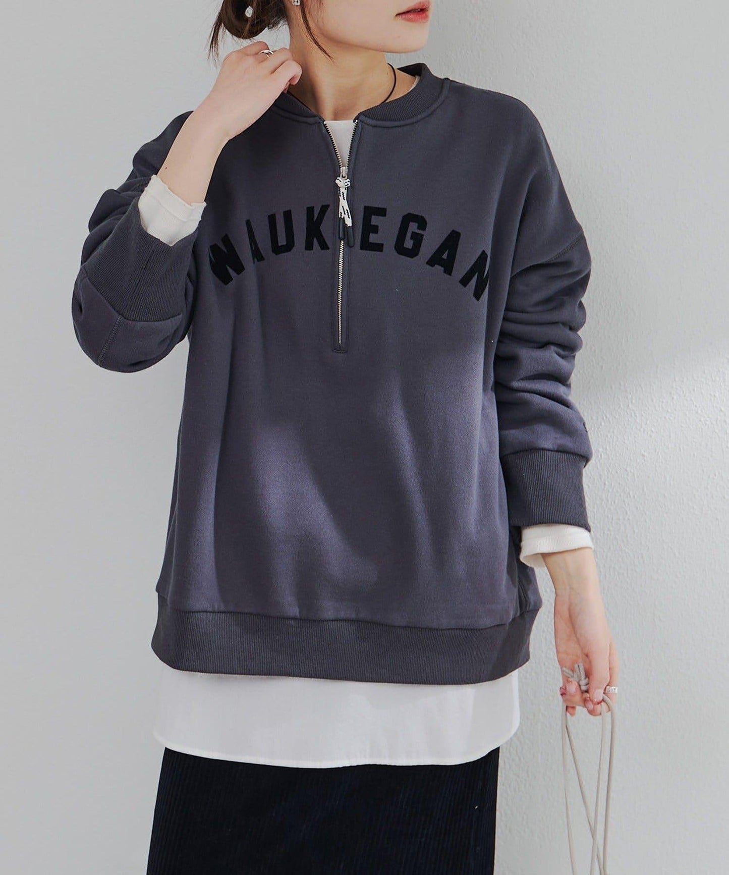 植絨印花半拉鍊加絨衛衣