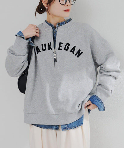 植絨印花半拉鍊加絨衛衣