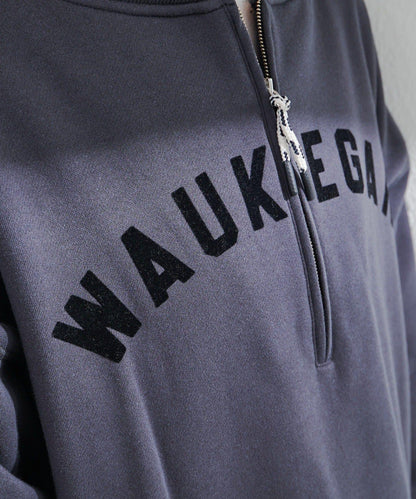 植絨印花半拉鍊加絨衛衣