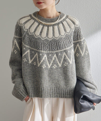 謝特蘭羊毛提花針織套頭衫