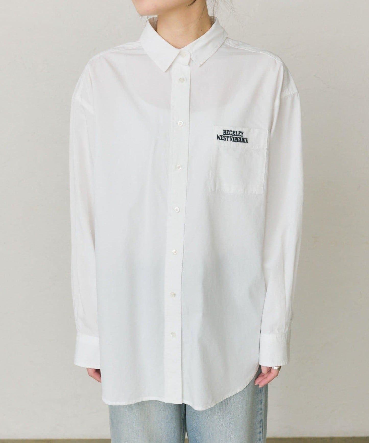 棉天絲標誌刺繡襯衫