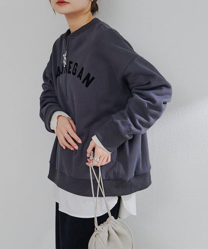 植絨印花半拉鍊加絨衛衣