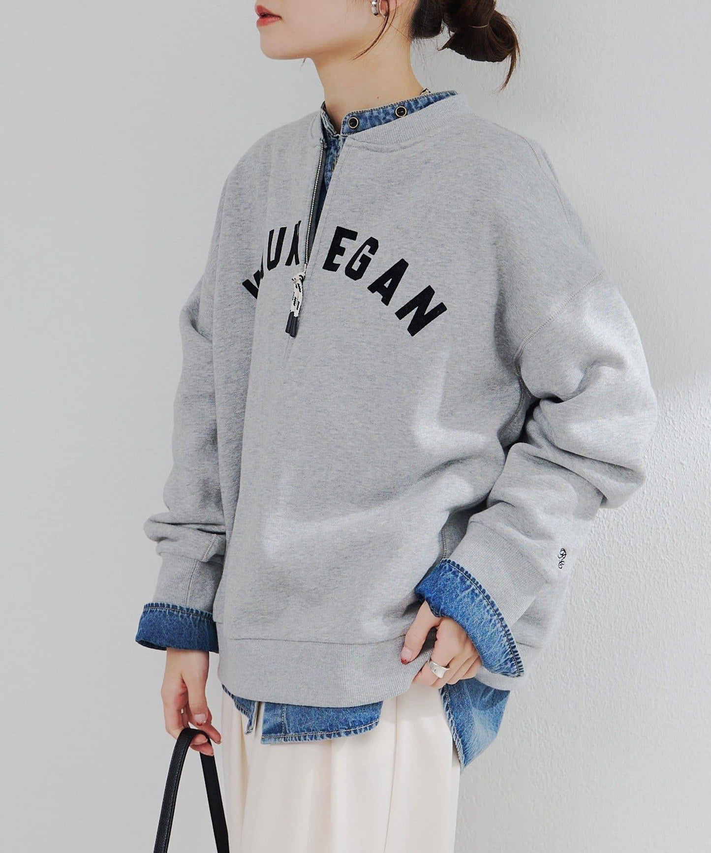 植絨印花半拉鍊加絨衛衣