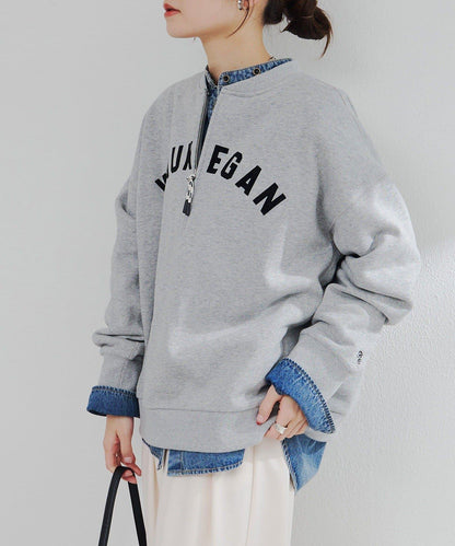 植絨印花半拉鍊加絨衛衣