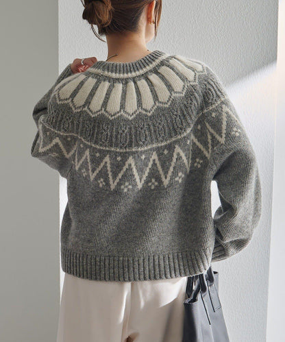 謝特蘭羊毛提花針織套頭衫