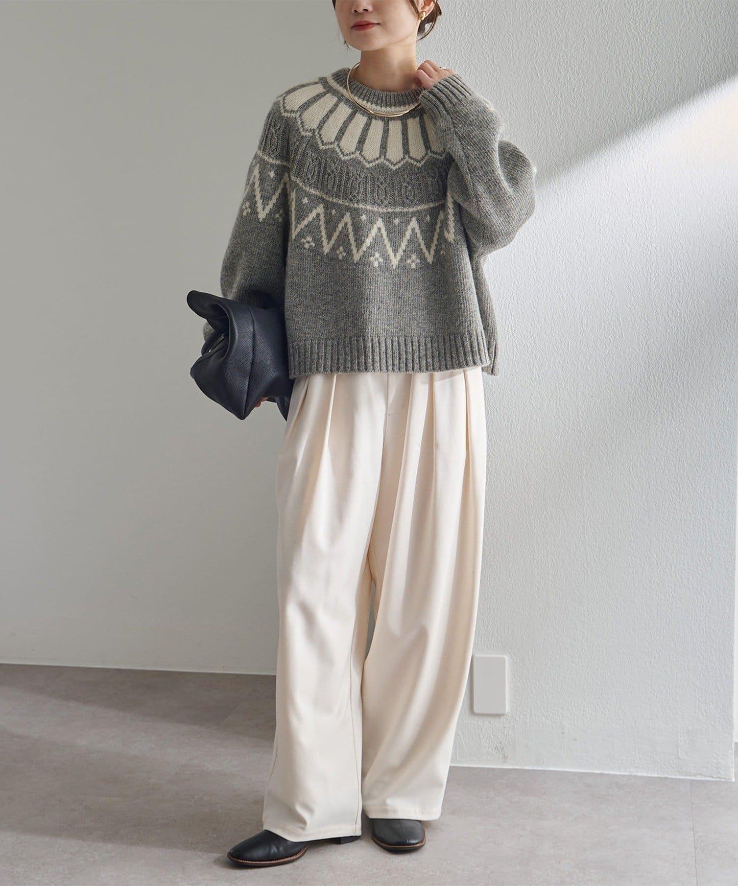 謝特蘭羊毛提花針織套頭衫