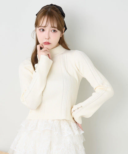 鏤空高領針織衫