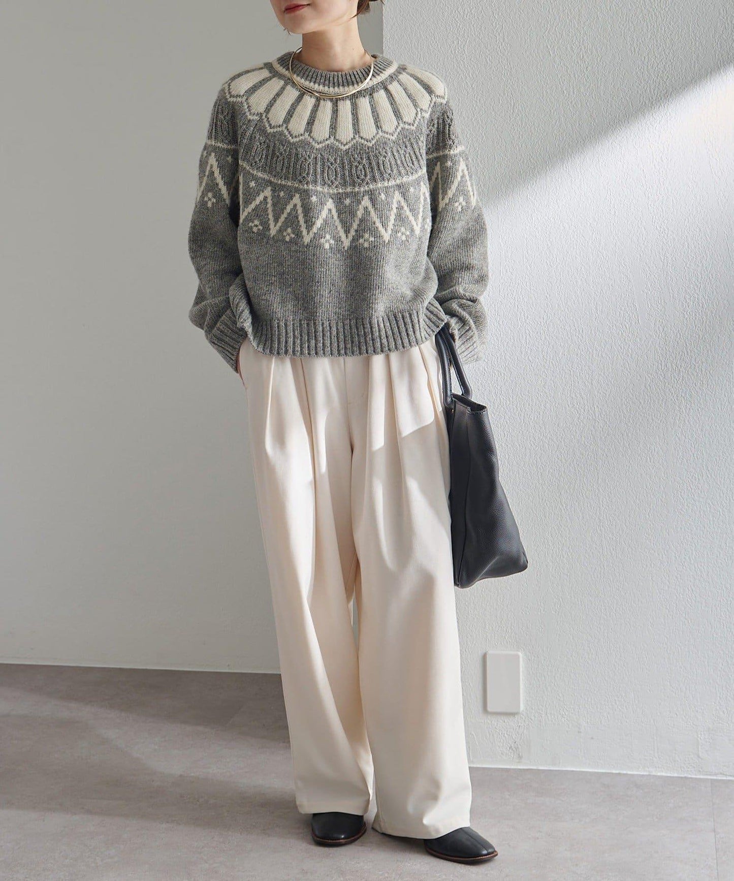 謝特蘭羊毛提花針織套頭衫