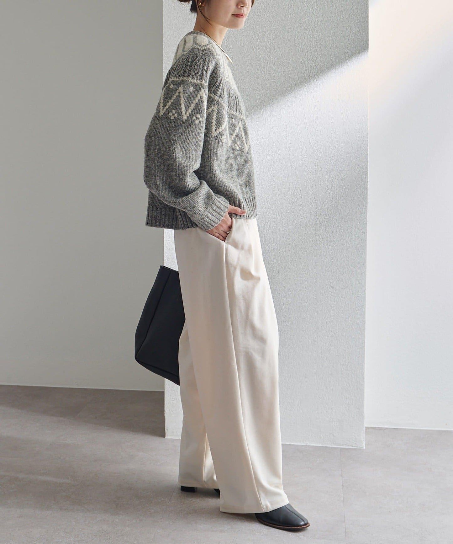 謝特蘭羊毛提花針織套頭衫