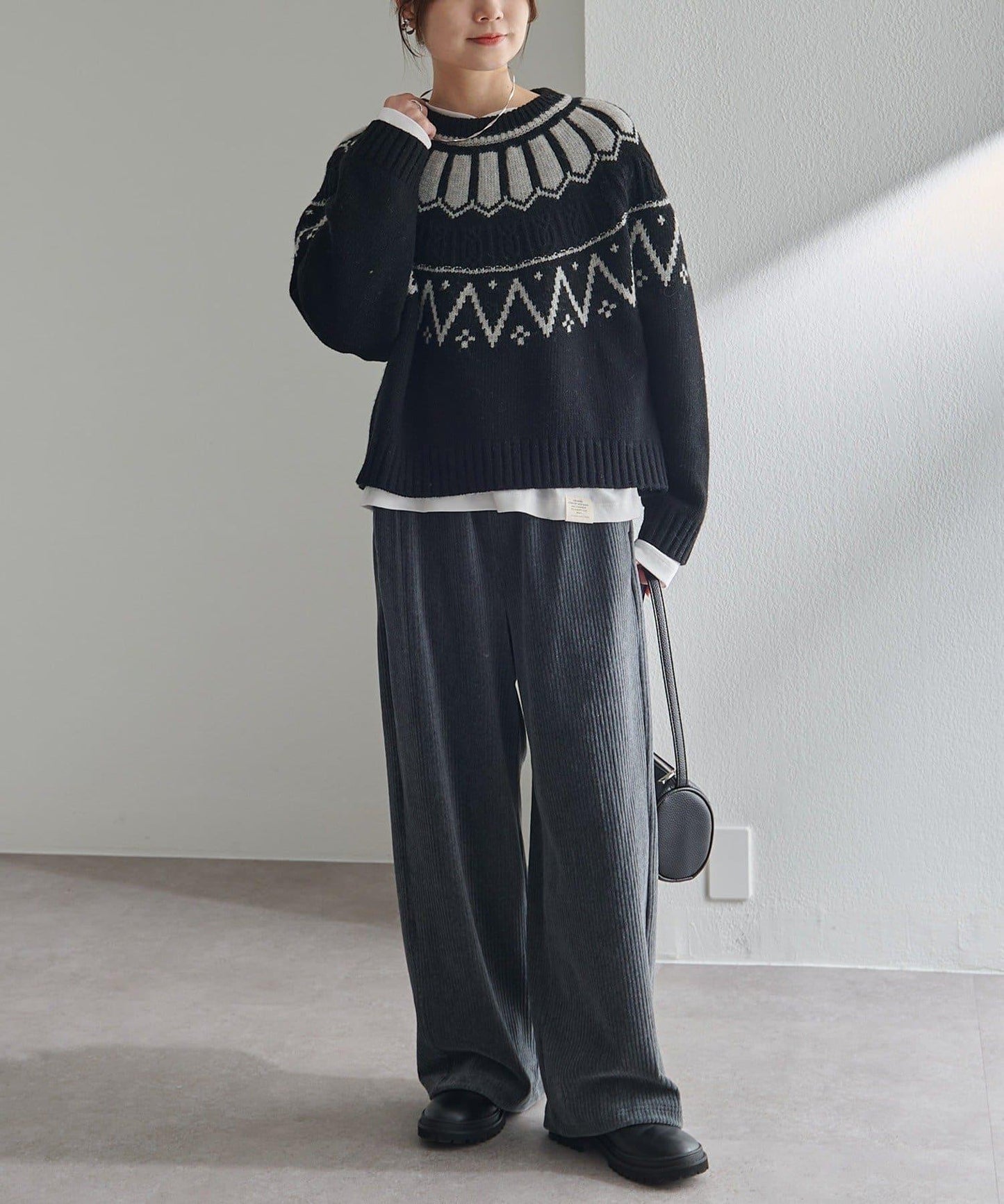 謝特蘭羊毛提花針織套頭衫