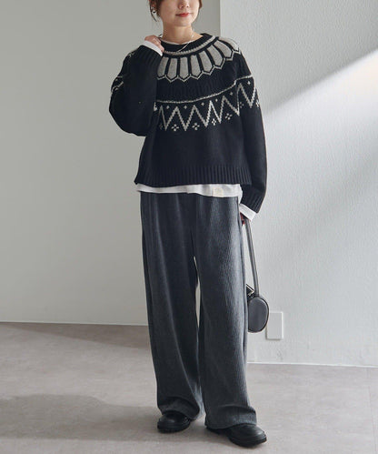 謝特蘭羊毛提花針織套頭衫