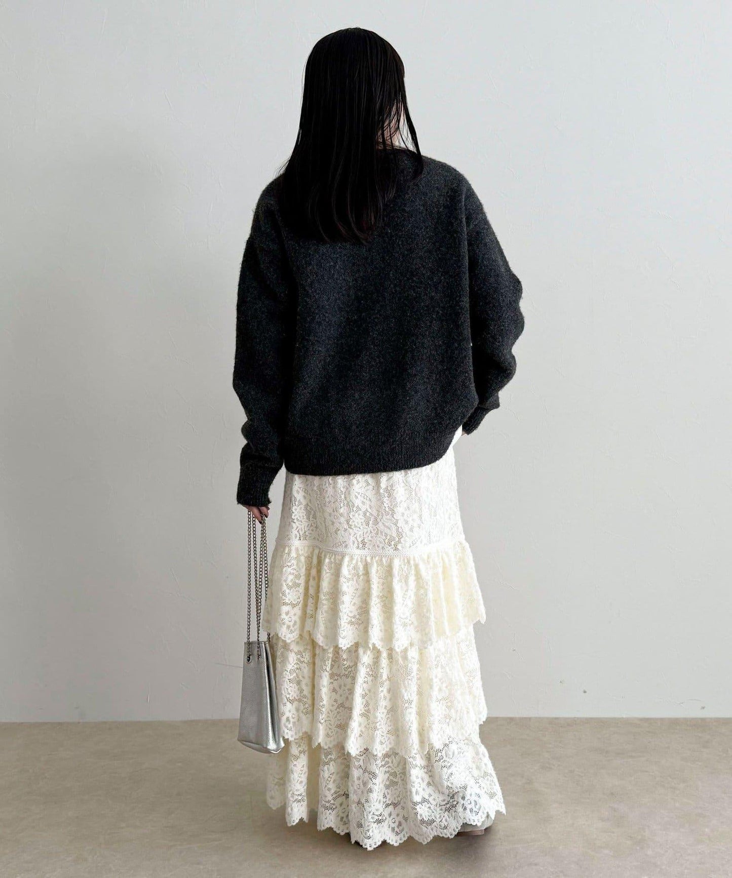 磨毛蕾絲層疊半身裙