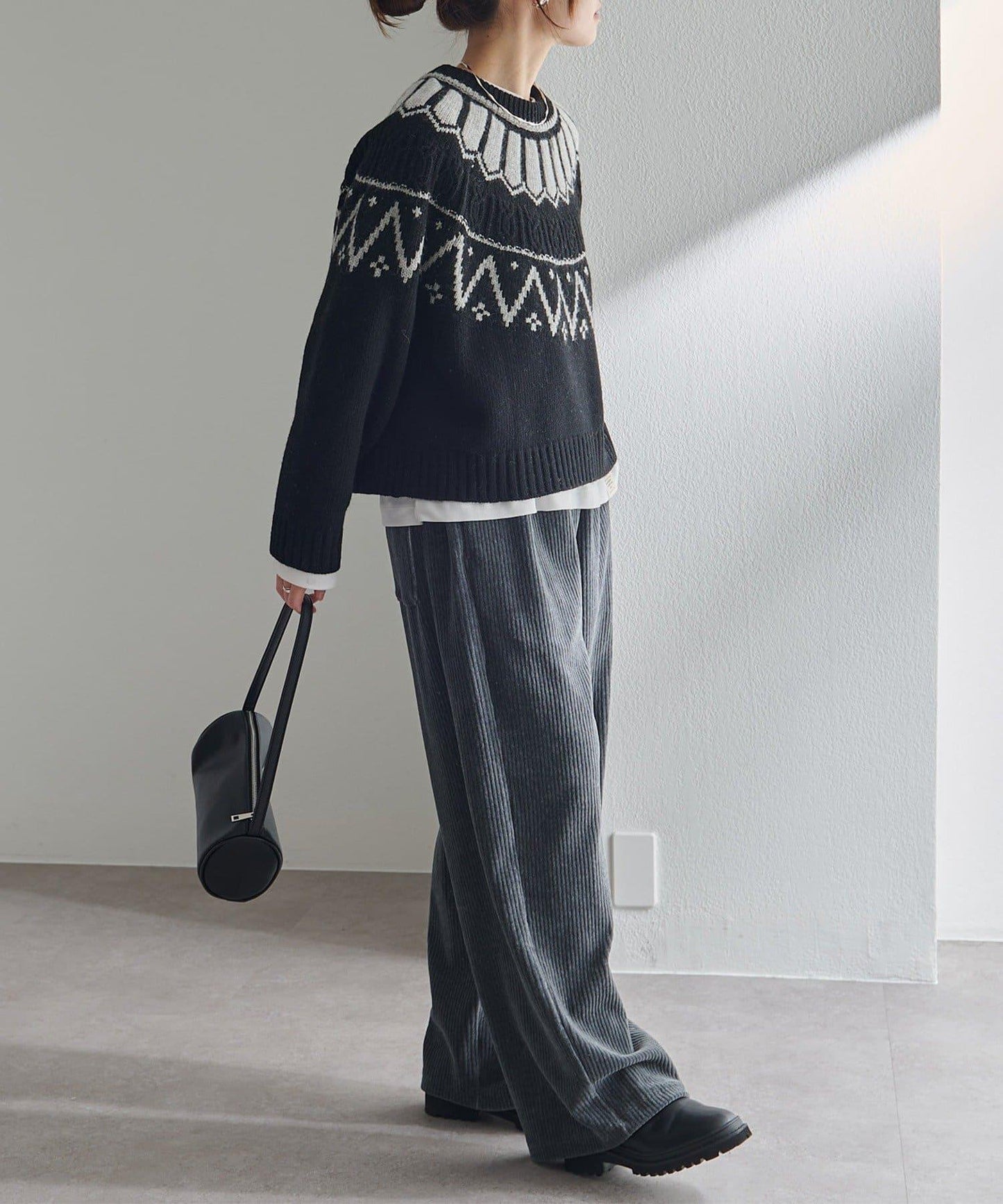 謝特蘭羊毛提花針織套頭衫