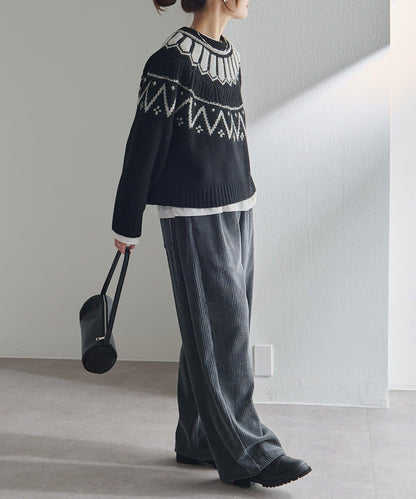 謝特蘭羊毛提花針織套頭衫