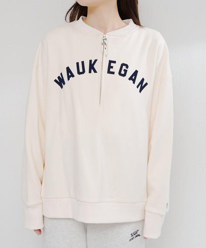 植絨印花半拉鍊加絨衛衣