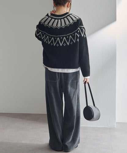 謝特蘭羊毛提花針織套頭衫