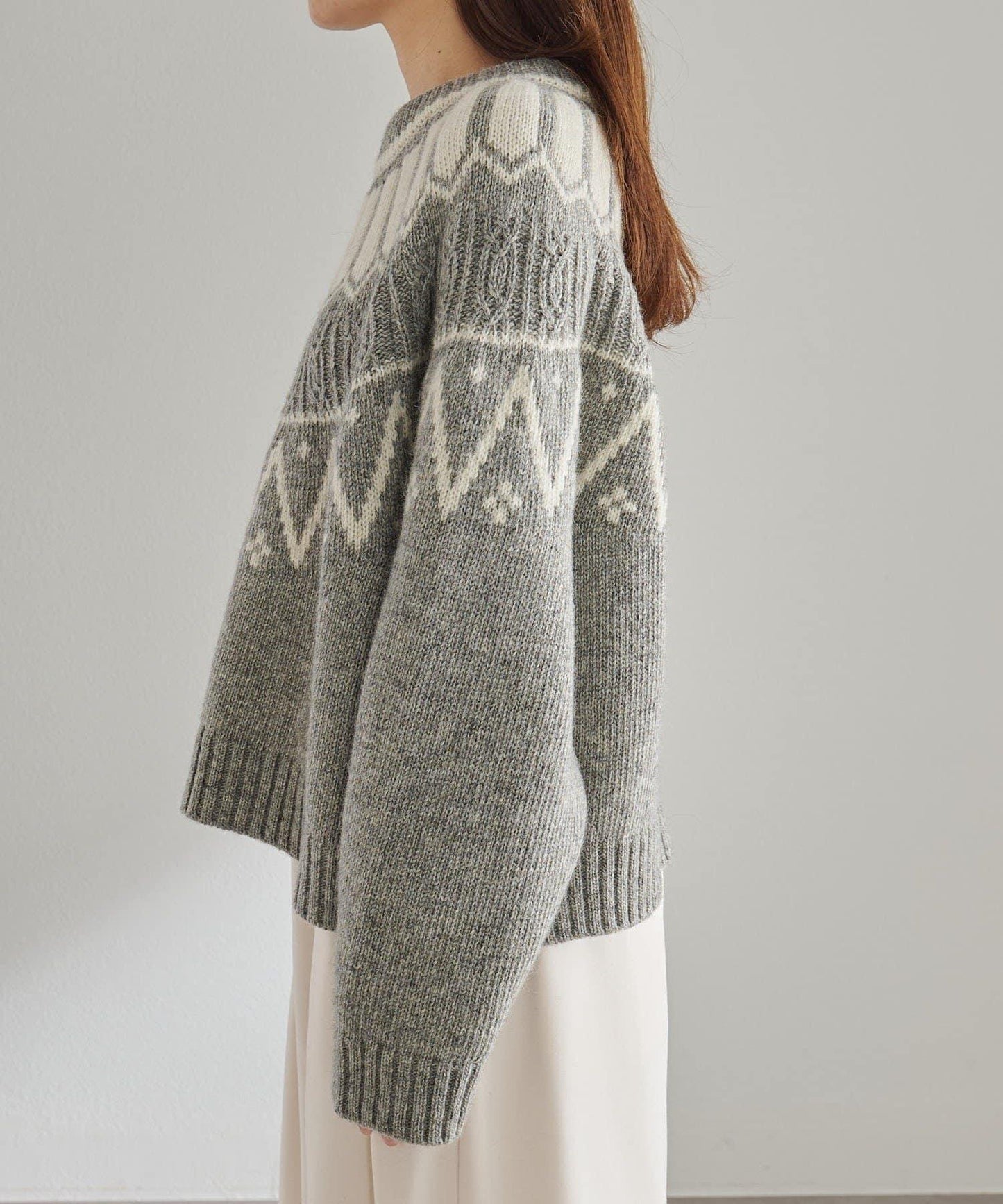 謝特蘭羊毛提花針織套頭衫