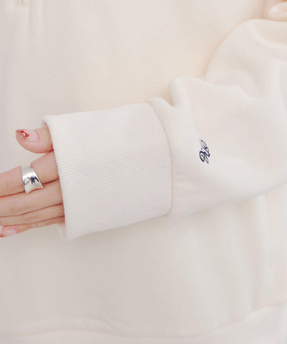 植絨印花半拉鍊加絨衛衣