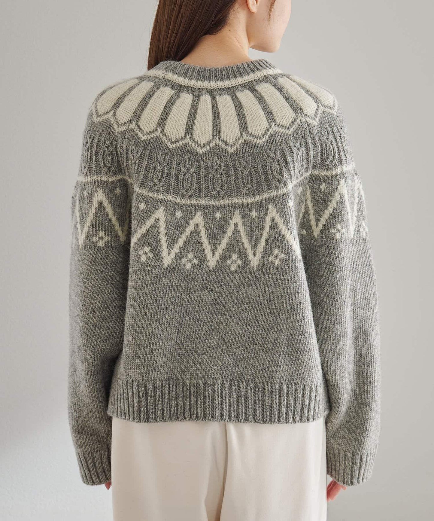 謝特蘭羊毛提花針織套頭衫