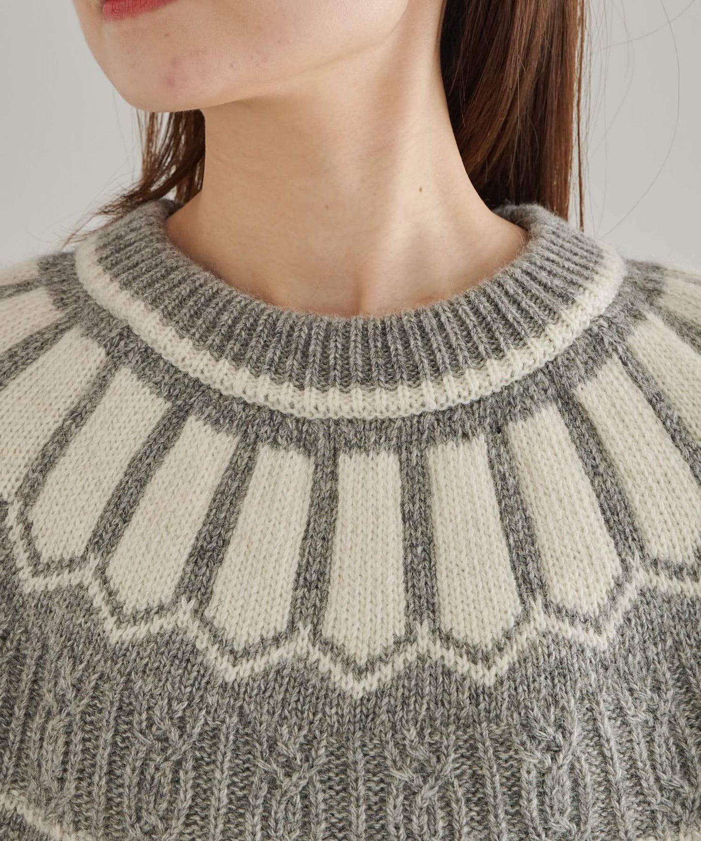 謝特蘭羊毛提花針織套頭衫