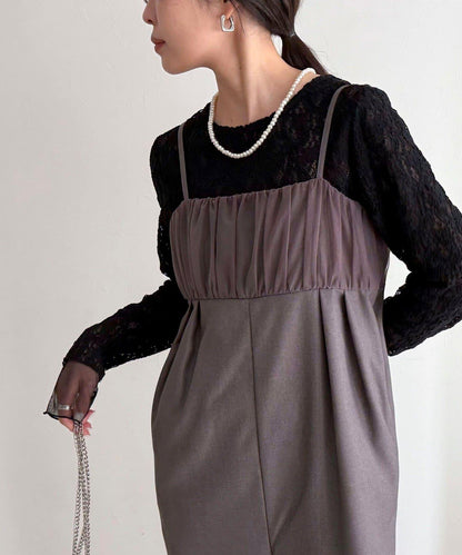 網紗拼接蕾絲長袖T恤