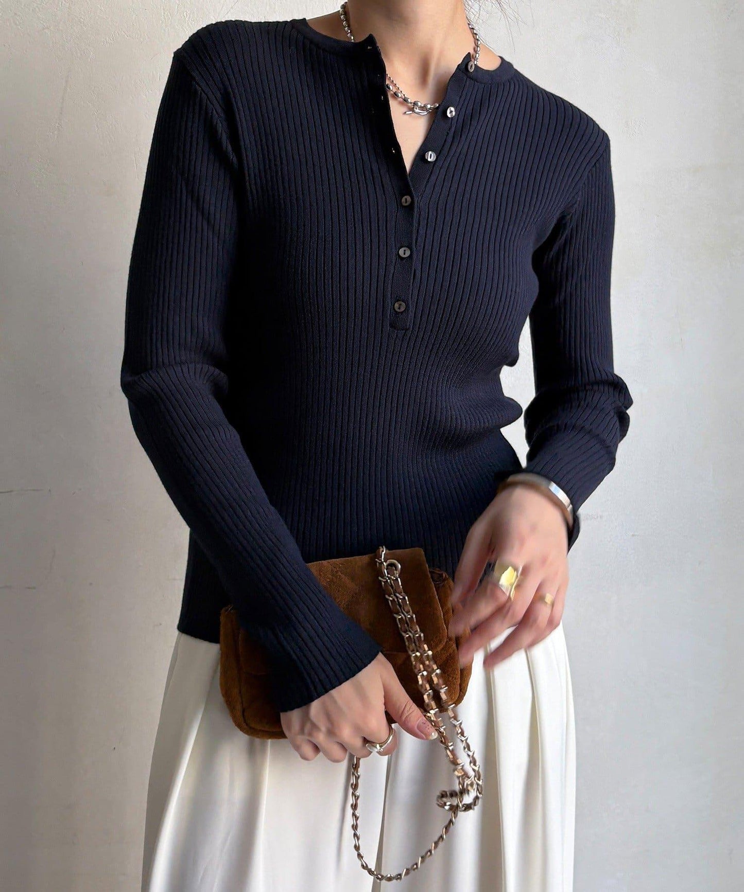 亨利領羅紋針織衫