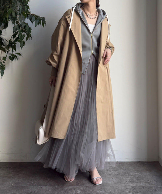 袖口羅紋輕薄大衣