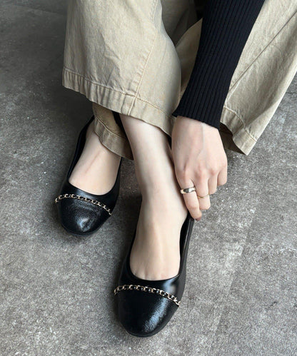 鏈條裝飾平底鞋