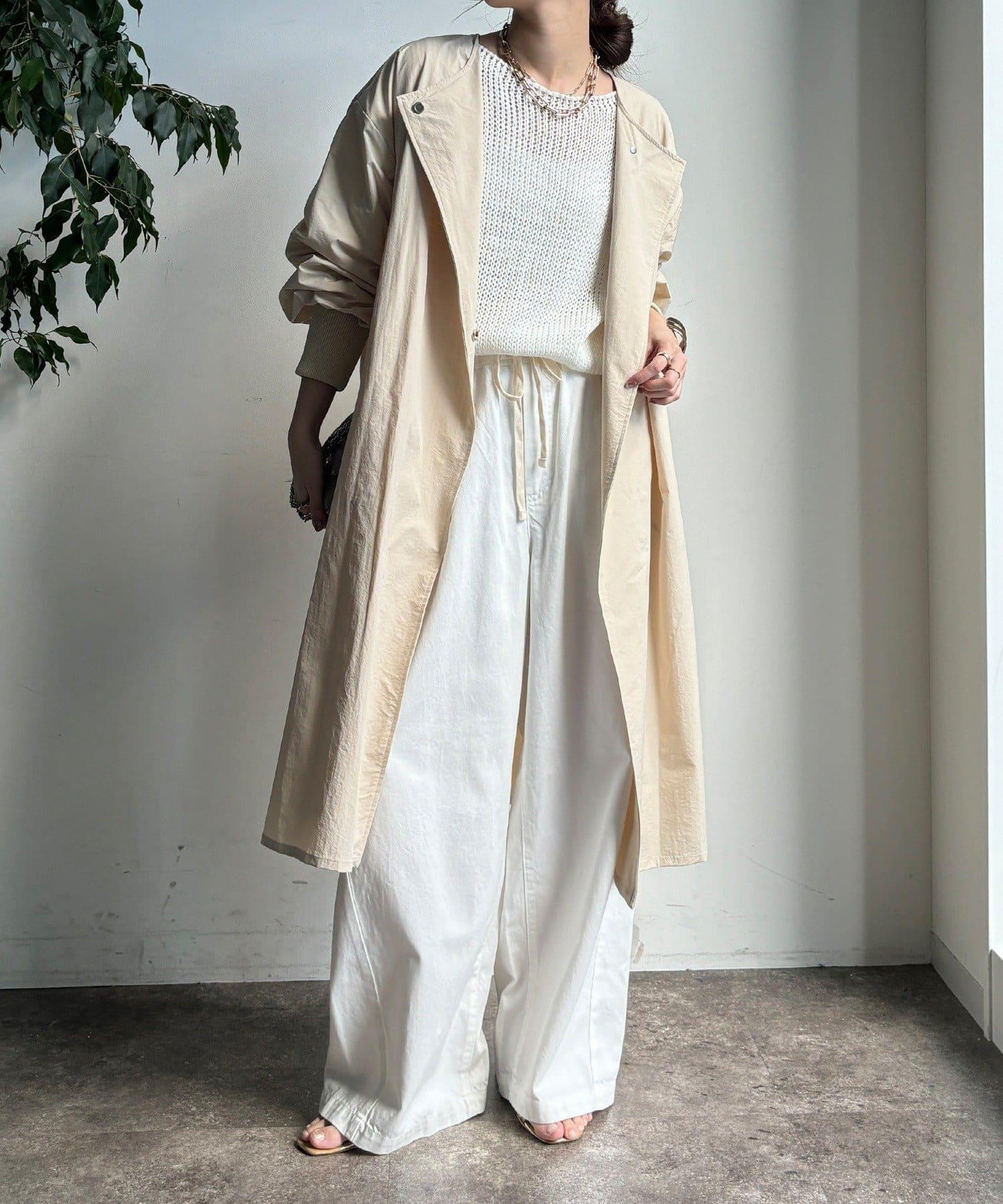 袖口羅紋輕薄大衣