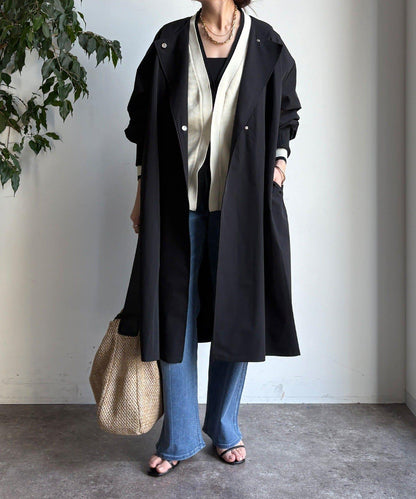 袖口羅紋輕薄大衣