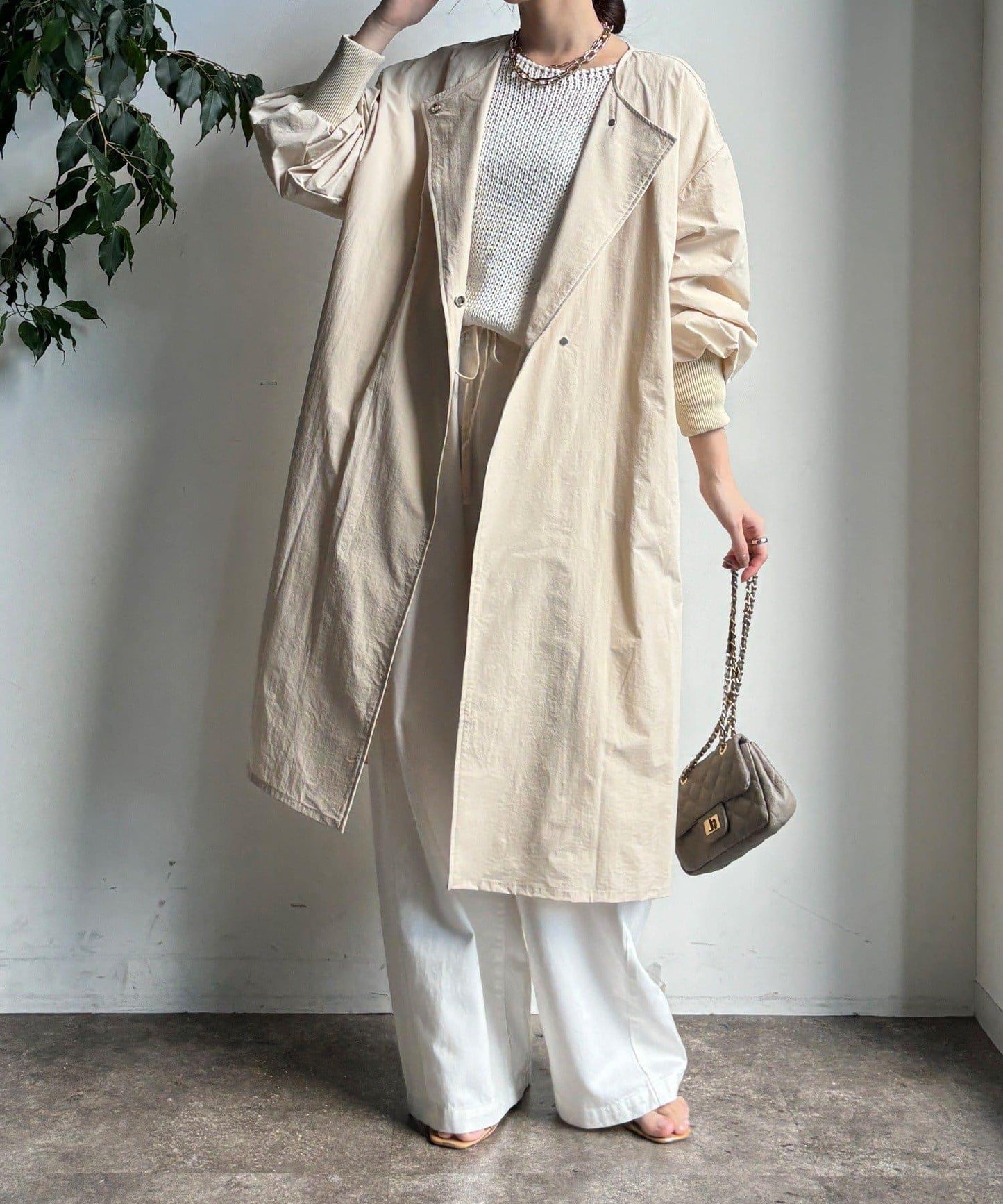 袖口羅紋輕薄大衣