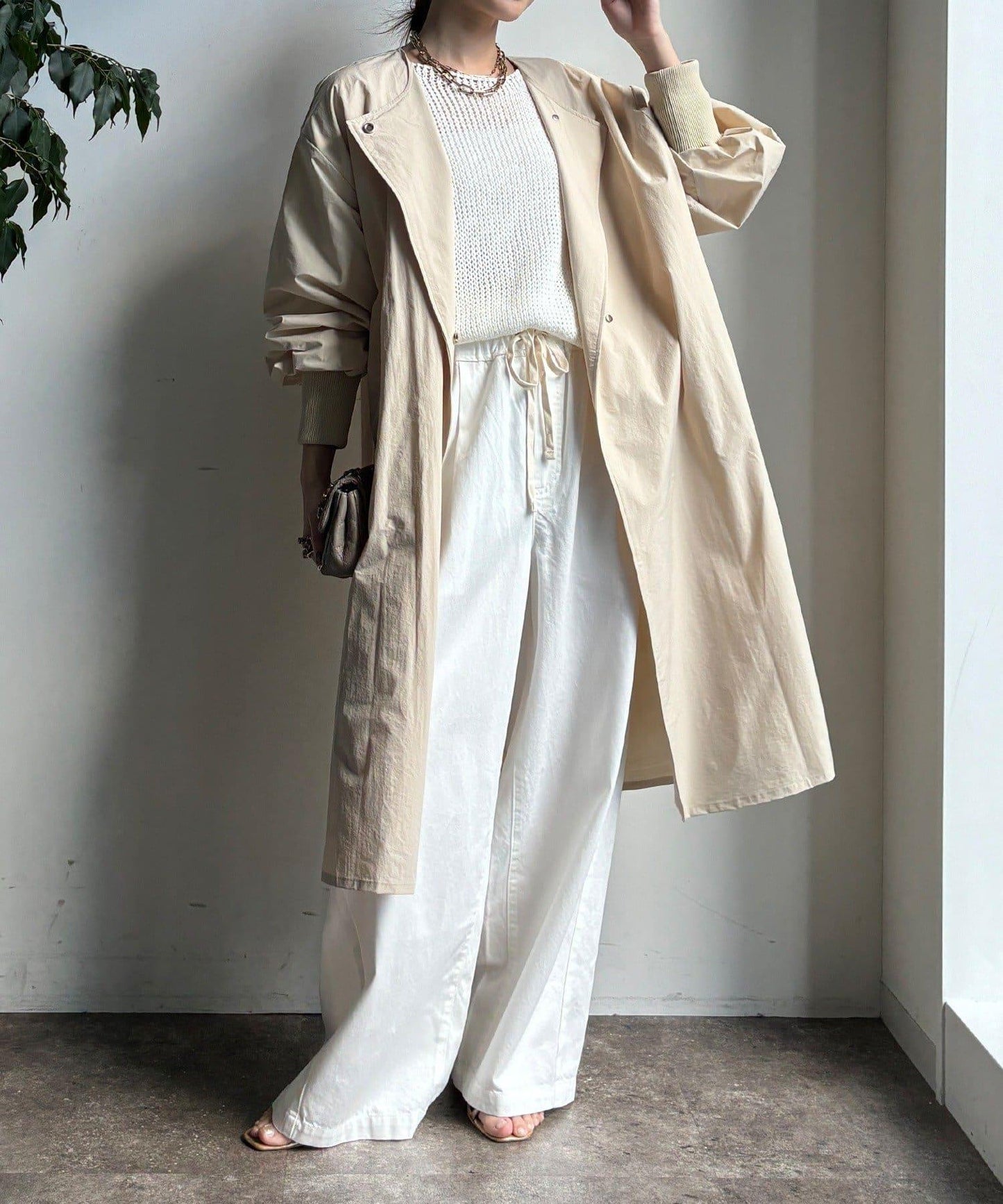 袖口羅紋輕薄大衣