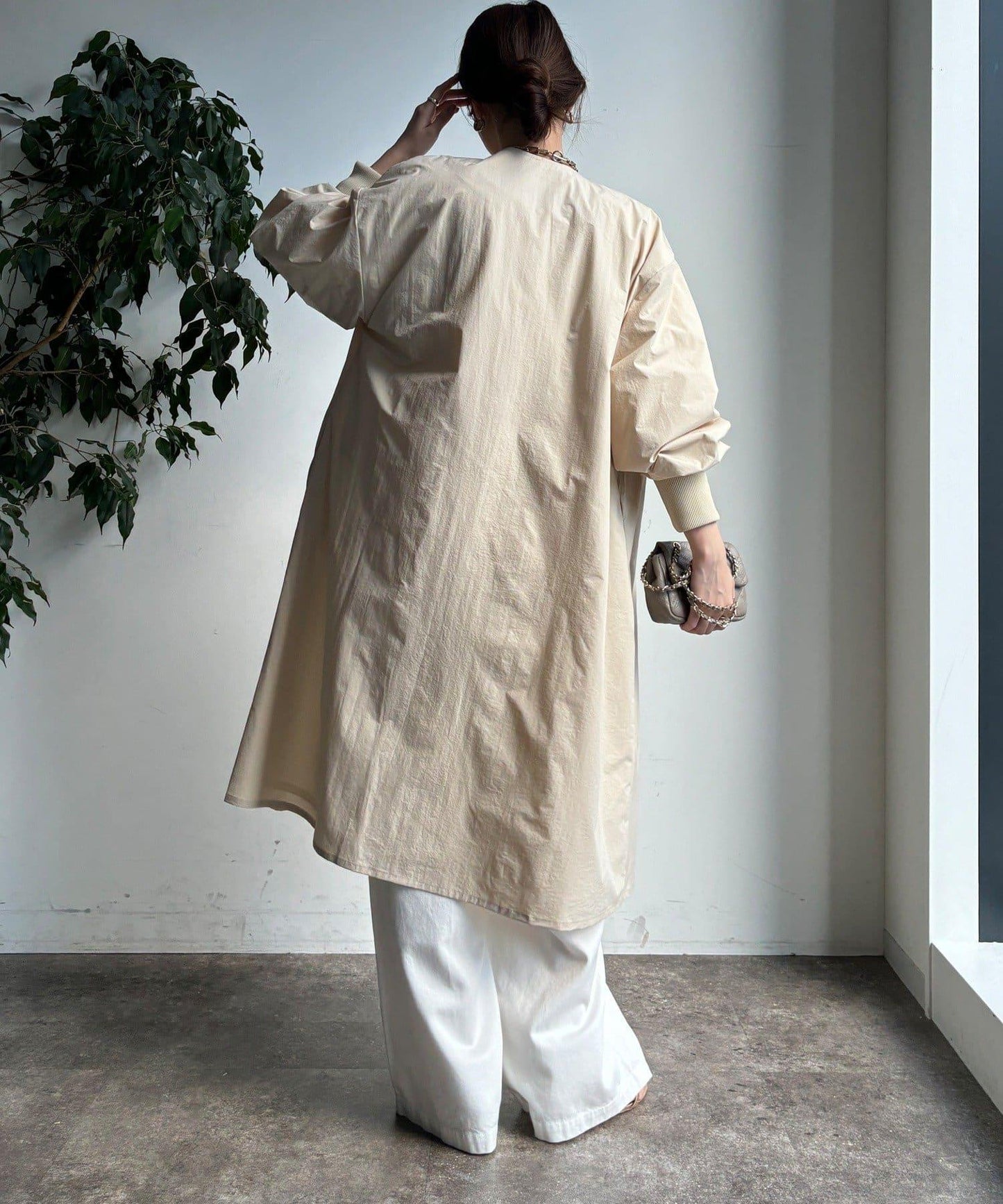 袖口羅紋輕薄大衣