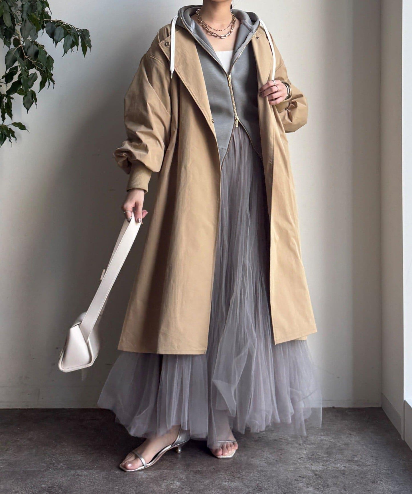 袖口羅紋輕薄大衣