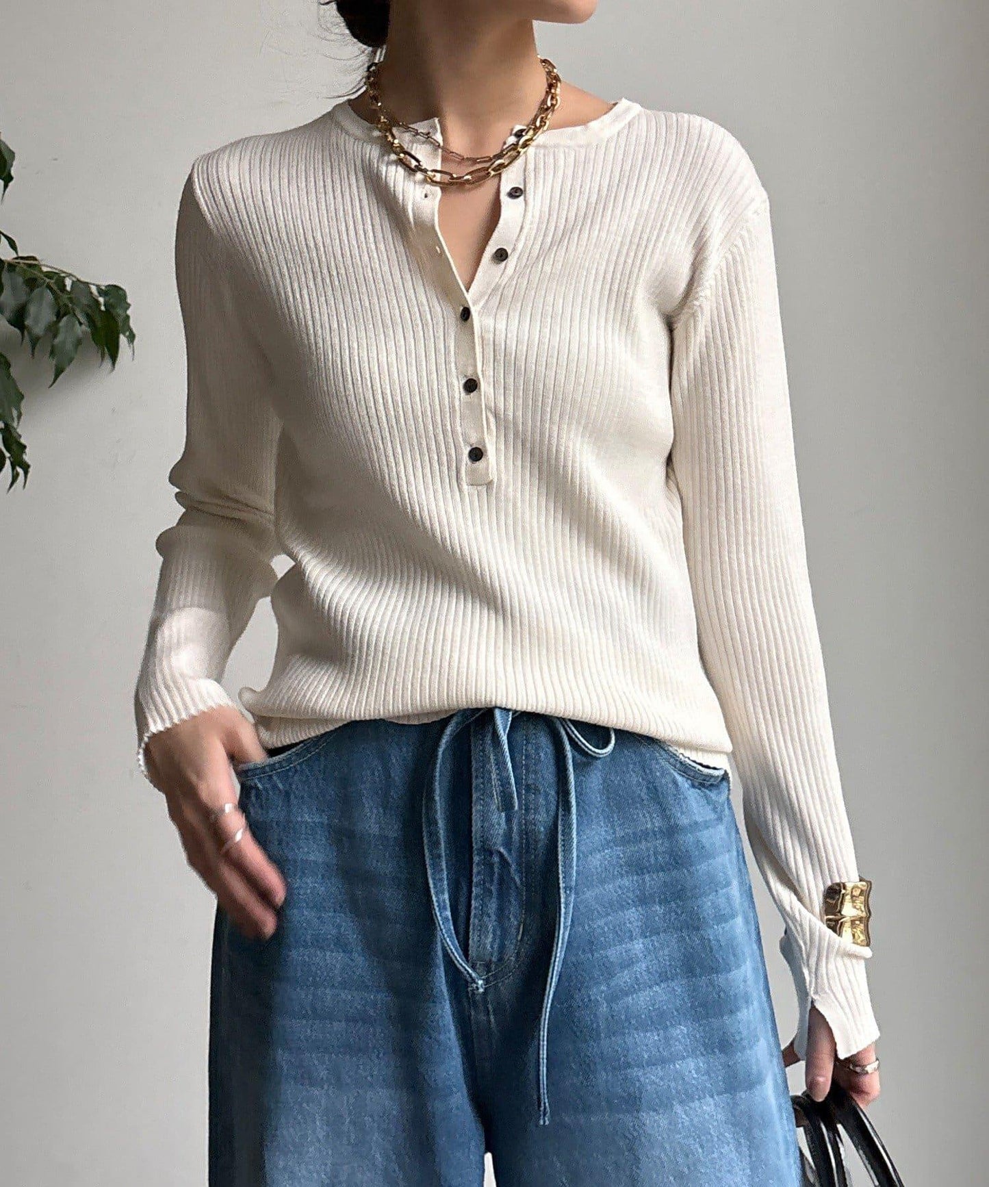 亨利領羅紋針織衫