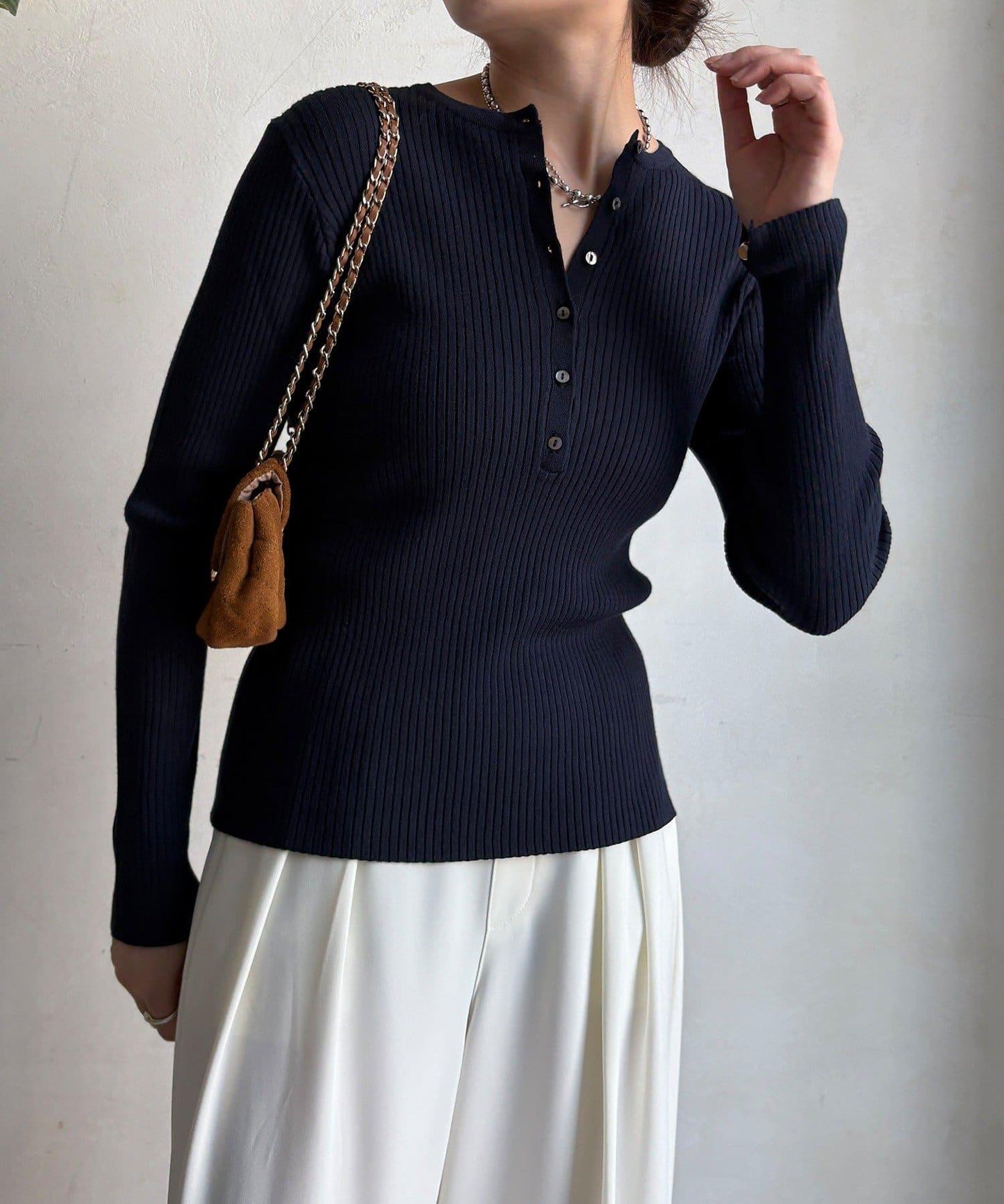 亨利領羅紋針織衫