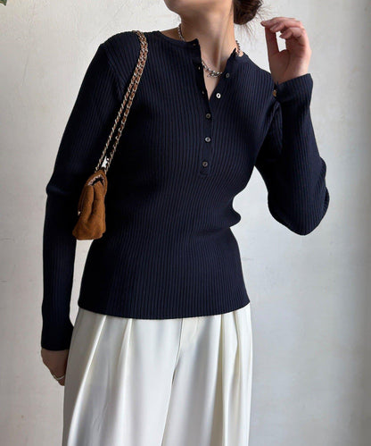 亨利領羅紋針織衫