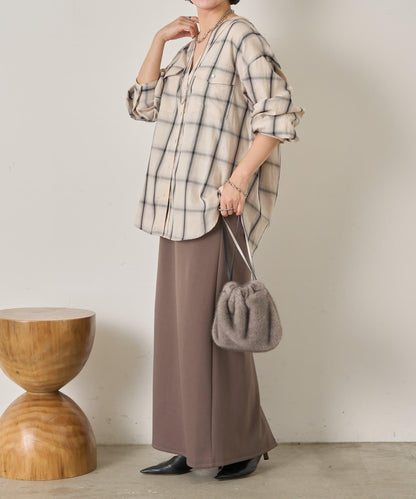 漸變格紋雙排扣襯衫